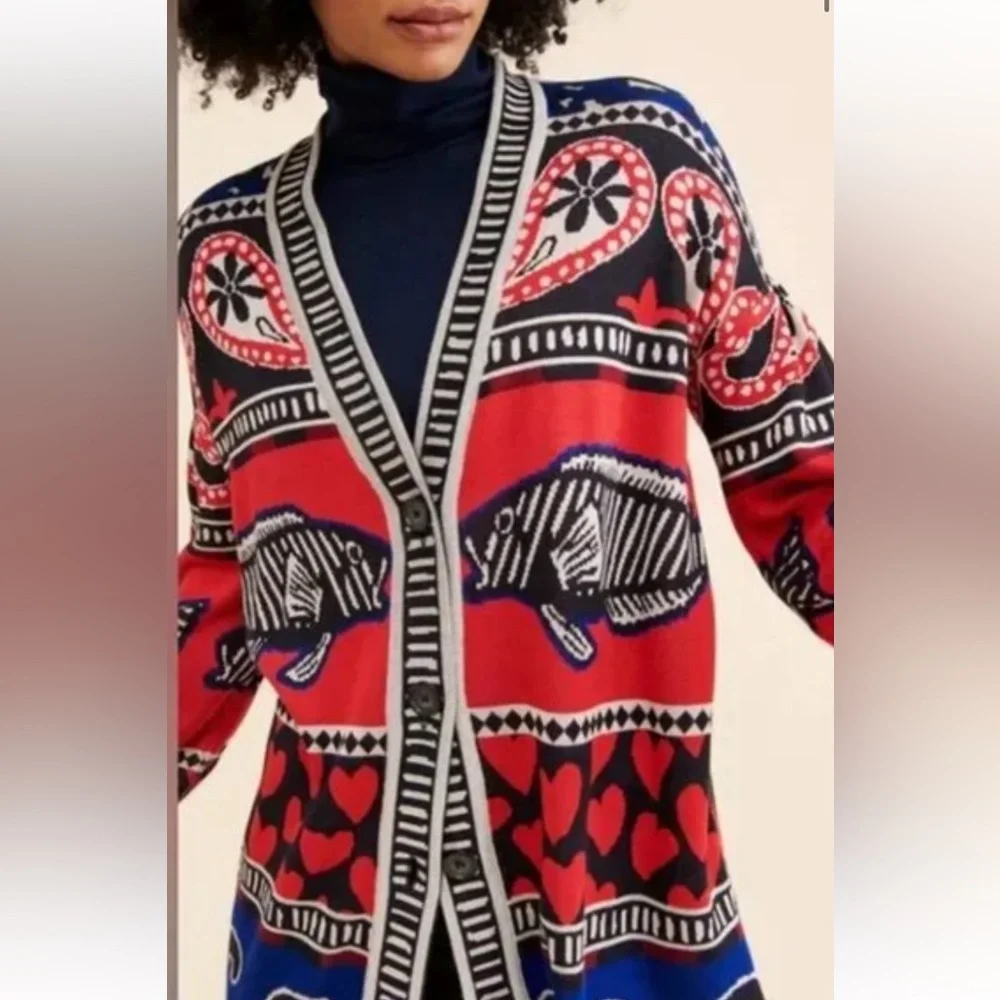 FARM Rio Red and Blue Patterned Cardigan - Picture 4 of 9